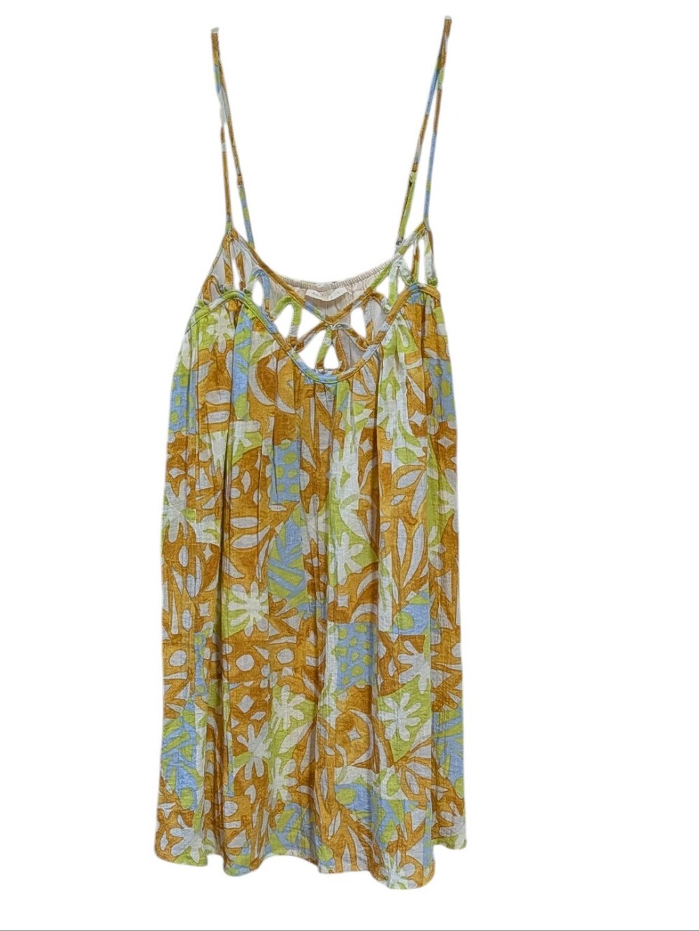 Illa Illa, Multicolor Shades Of Yellow Spaghetti Strap Mini Dress. LG